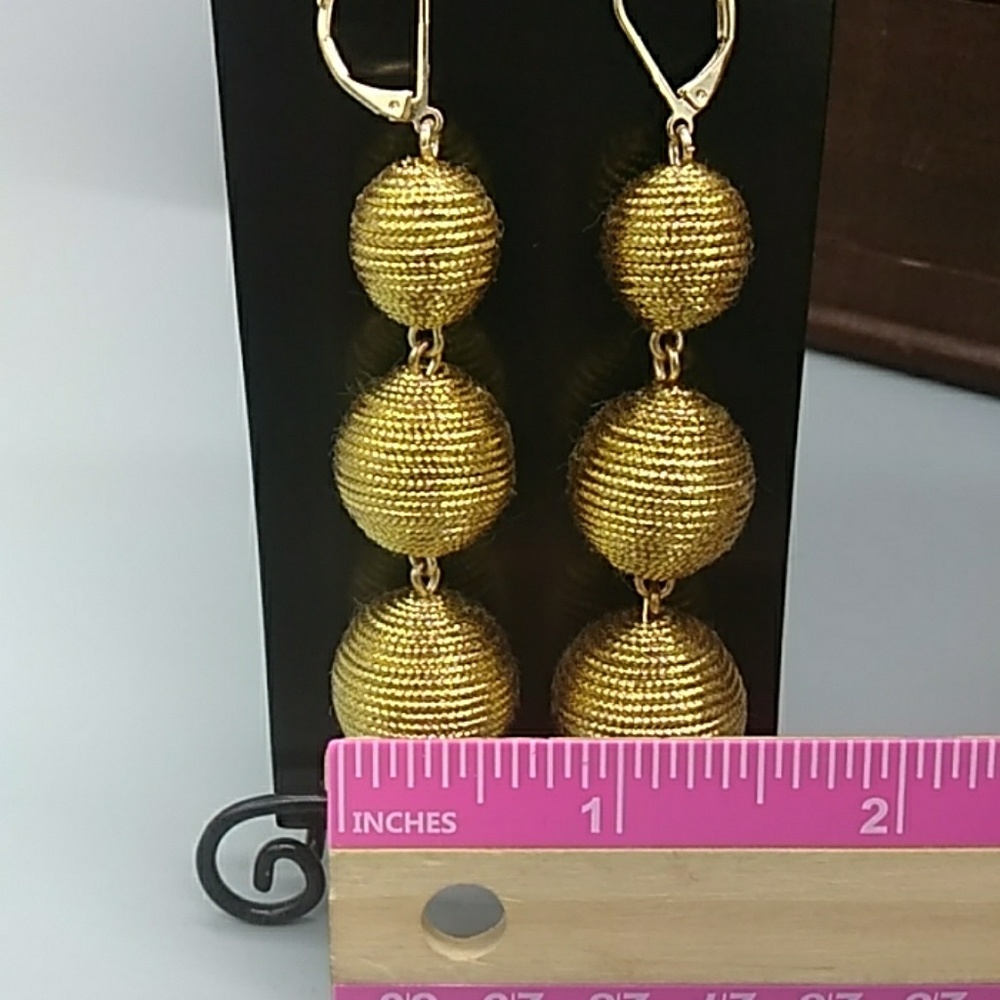 *FIRM* J. Crew Triple Lantern Gold Tone Earrings - Picture 4 of 8